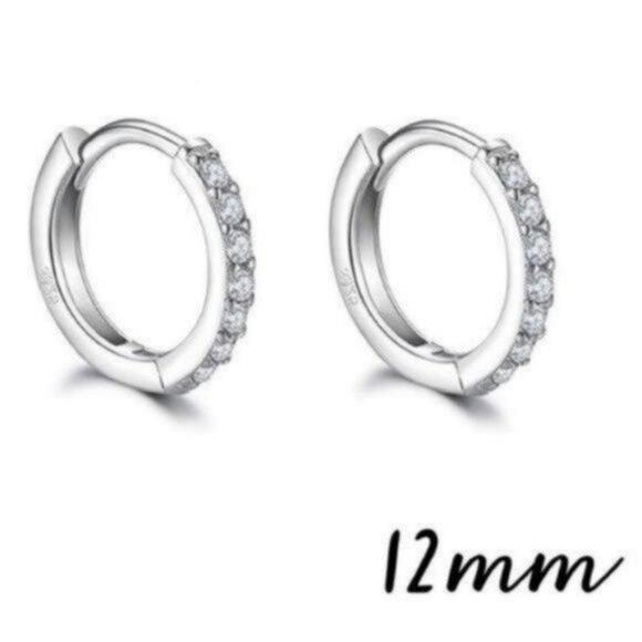 925 Sterling Silver Small Hoop Earrings 12MM - Picture 1 of 6